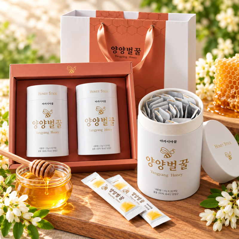 양양꿀단지농원,언제 어디서나 간편한 스틱꿀 세트(아카시아꿀 10g x 30포 x 2통 세트)